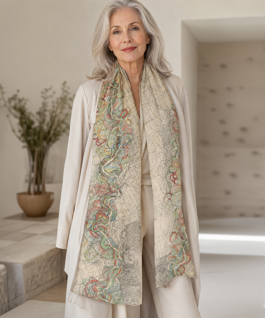 Historic Mississippi River THEN Silk Scarf