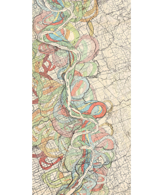 Historic Mississippi River THEN Silk Scarf