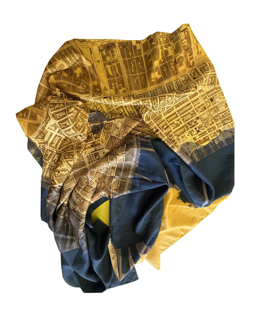 Lower Manhattan THEN Silk Scarf