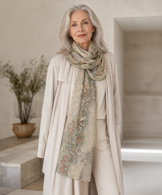 Historic Mississippi River THEN Silk Scarf